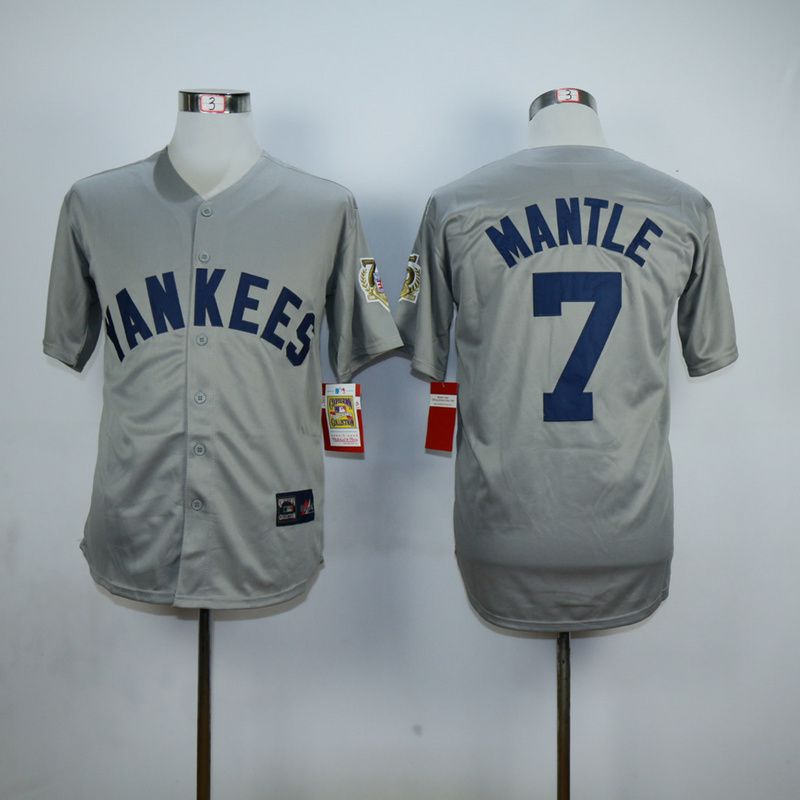 Men New York Yankees #7 Mantle Grey MLB Jerseys